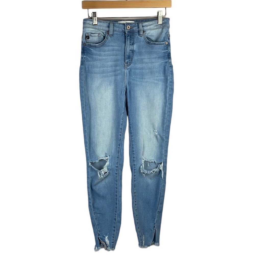 KanCan Jeans Denim SZ 7/27 Light Wash Distressed Stretch Mid Rise